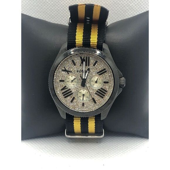 Fossil AM4592 Women's Multicolor Stap Analog Gold Dial Quartz Genuine Watch CM15 - Picture 1 of 9